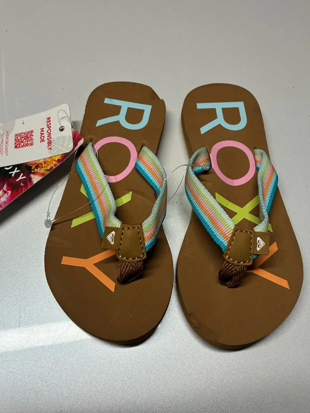 New Roxy girl Colbee sport sandals flip flop kids size 11